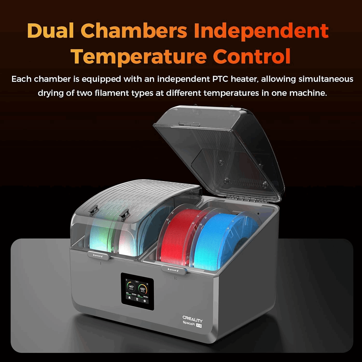 Creality Space PI X4 Filament Drying Box – Dual-Chamber 3D Printing Filament Dryer