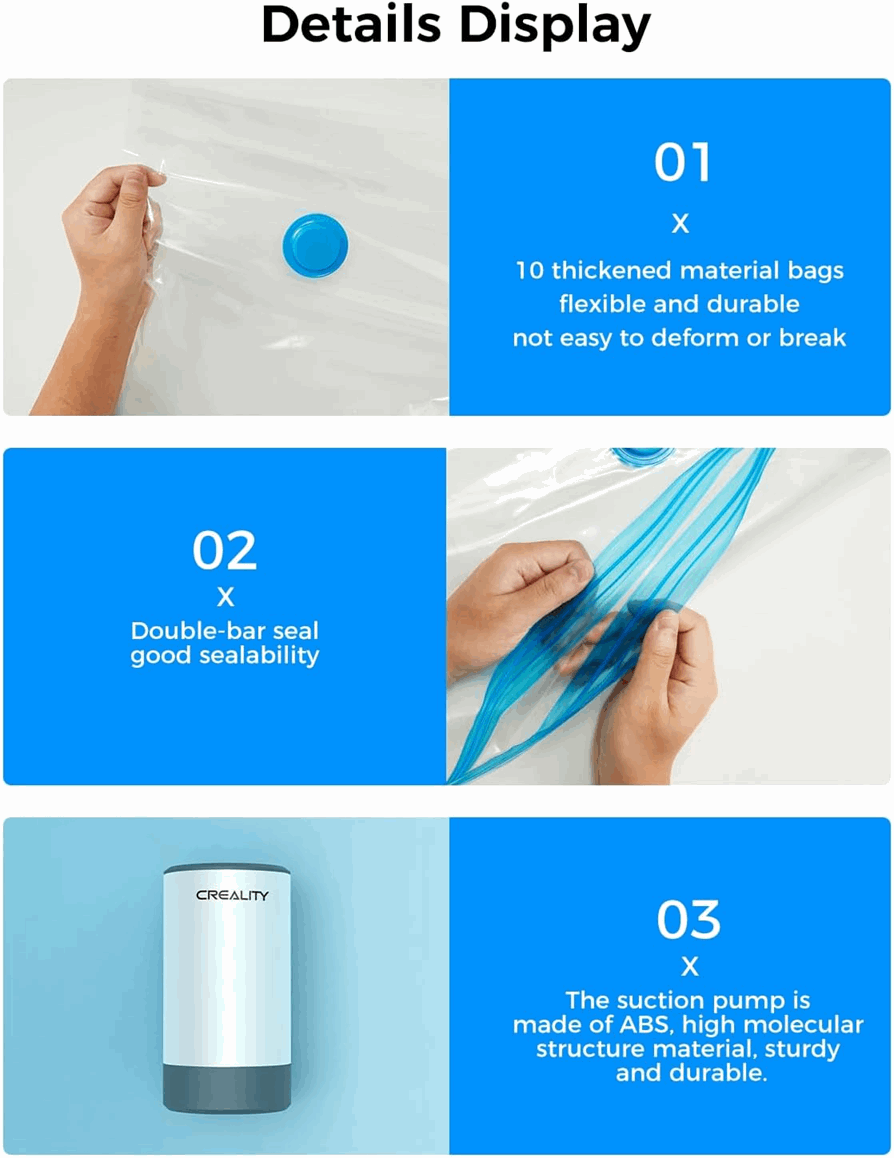 Creality 3D Printing Filament Vacuum Seal Kit with Rechargeable Vacuum Pump