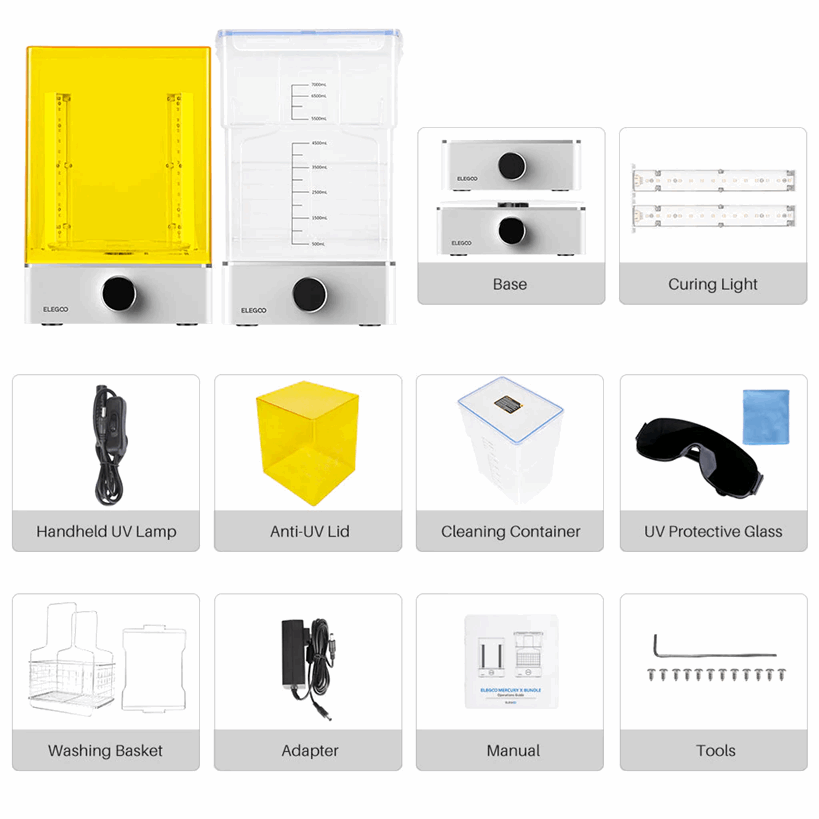 ELEGOO Mercury XS Bundle – Washing & Curing Post‑Processing Station