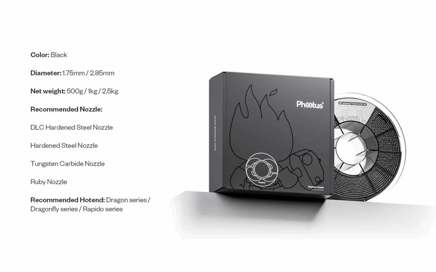 PHAETUS NexPa CF25 Nylon Filament 1kg – Black