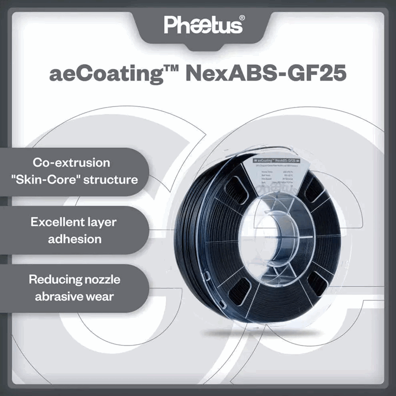 PHAETUS aeCoating Nex ABS-GF25 High-Strength Filament – 1.75mm