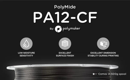 Polymaker Polymide PA12-CF Carbon Fibre Reinforced Nylon Filament – 500g