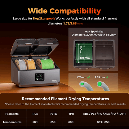 Creality Space PI X4 Filament Drying Box – Dual-Chamber 3D Printing Filament Dryer
