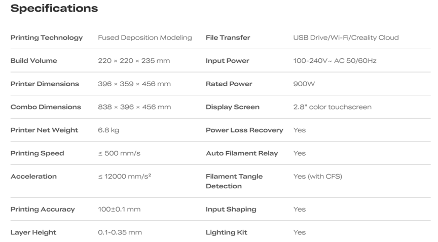 Creality Ender 3V4 - 3D Printer with CFS Combo