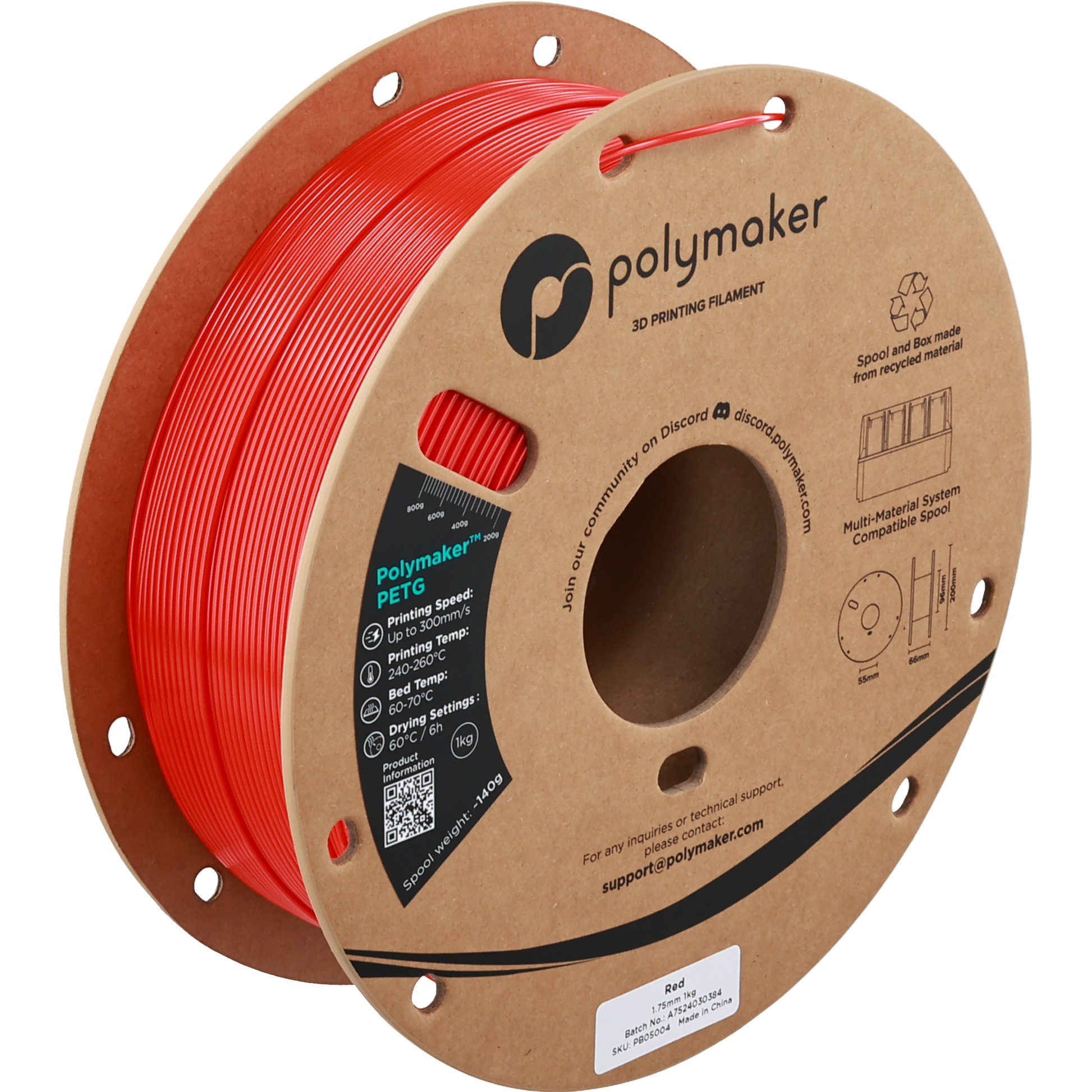 Polymaker PETG new formula 1.75 mm 1 kg – Red – PB05004
