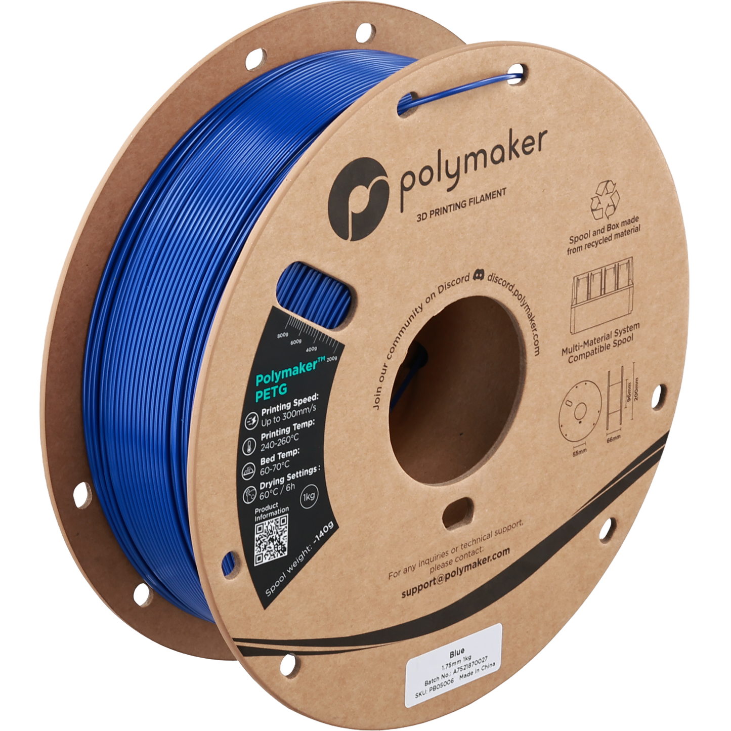 Polymaker PETG new formula 1.75 mm 1 kg – Blue – PB05006