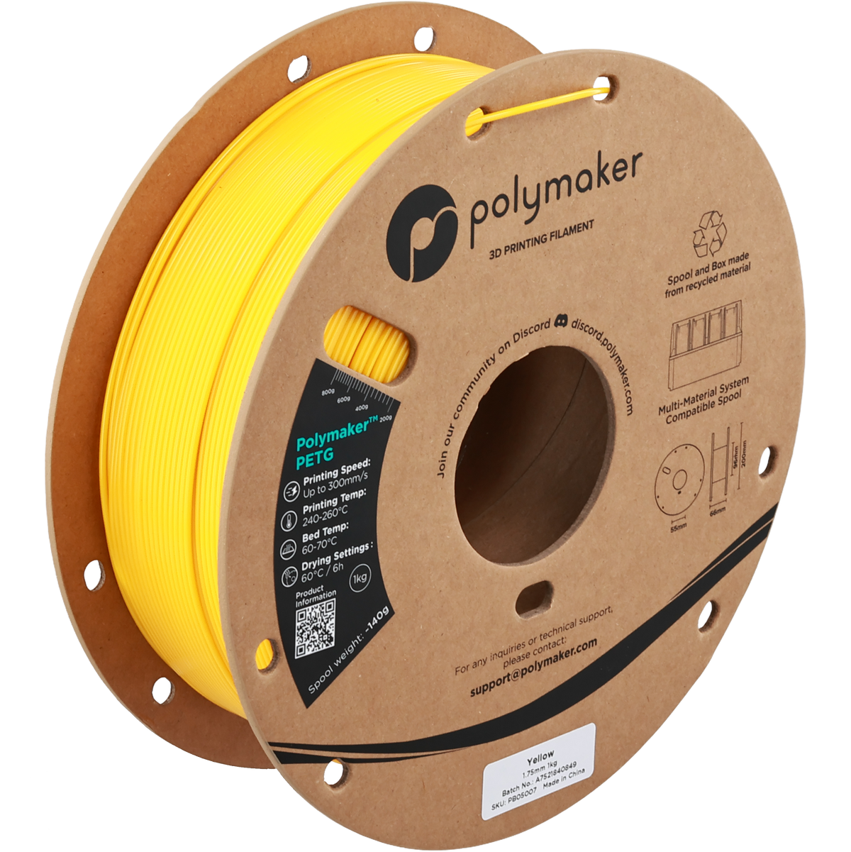 Polymaker PETG new formula 1.75 mm 1 kg – Yellow – PB05007