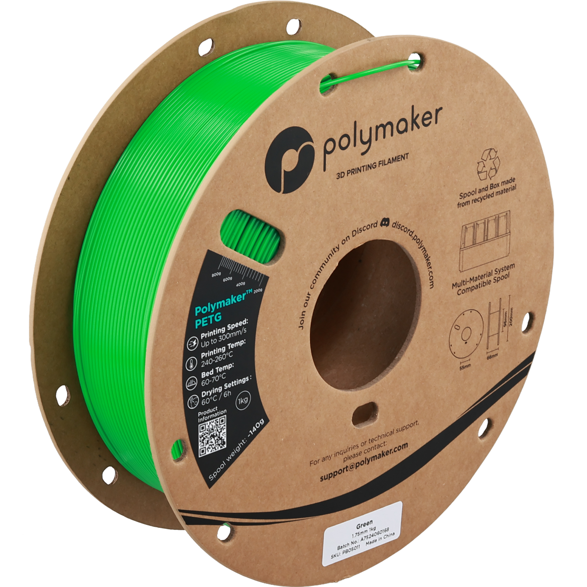 Polymaker PETG new formula 1.75 mm 1 kg – Green – PB05011