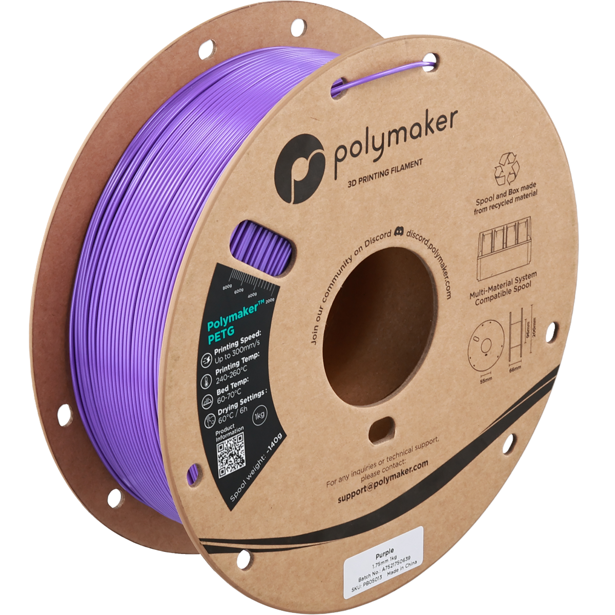 Polymaker PETG new formula 1.75 mm 1 kg – Purple – PB05013