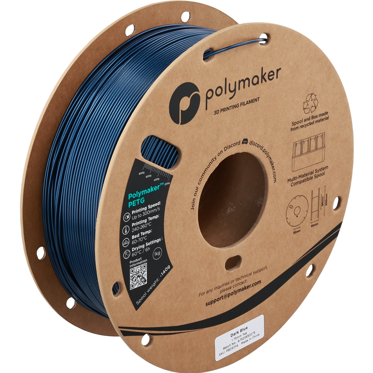 Polymaker PETG new formula 1.75 mm 1 kg – Dark Blue – PB05014