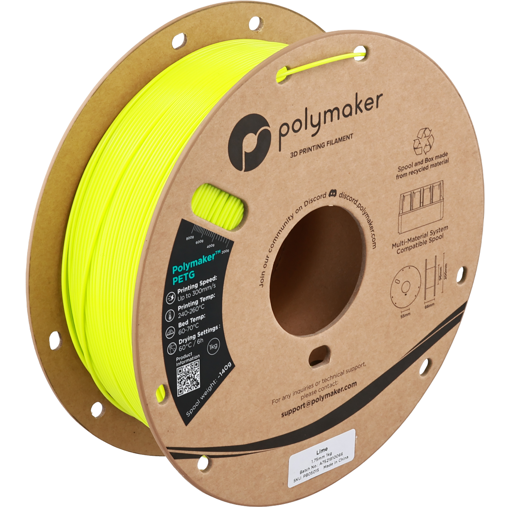 Polymaker PETG new formula 1.75 mm 1 kg – Lime – PB05015
