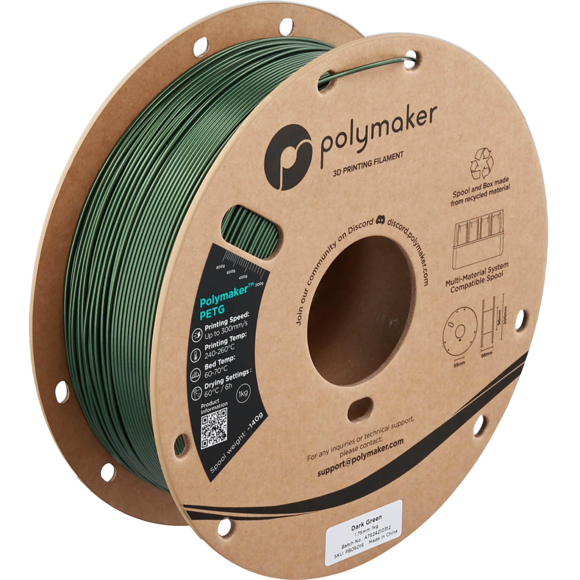 Polymaker PETG new formula 1.75 mm 1 kg – Dark Green – PB05016