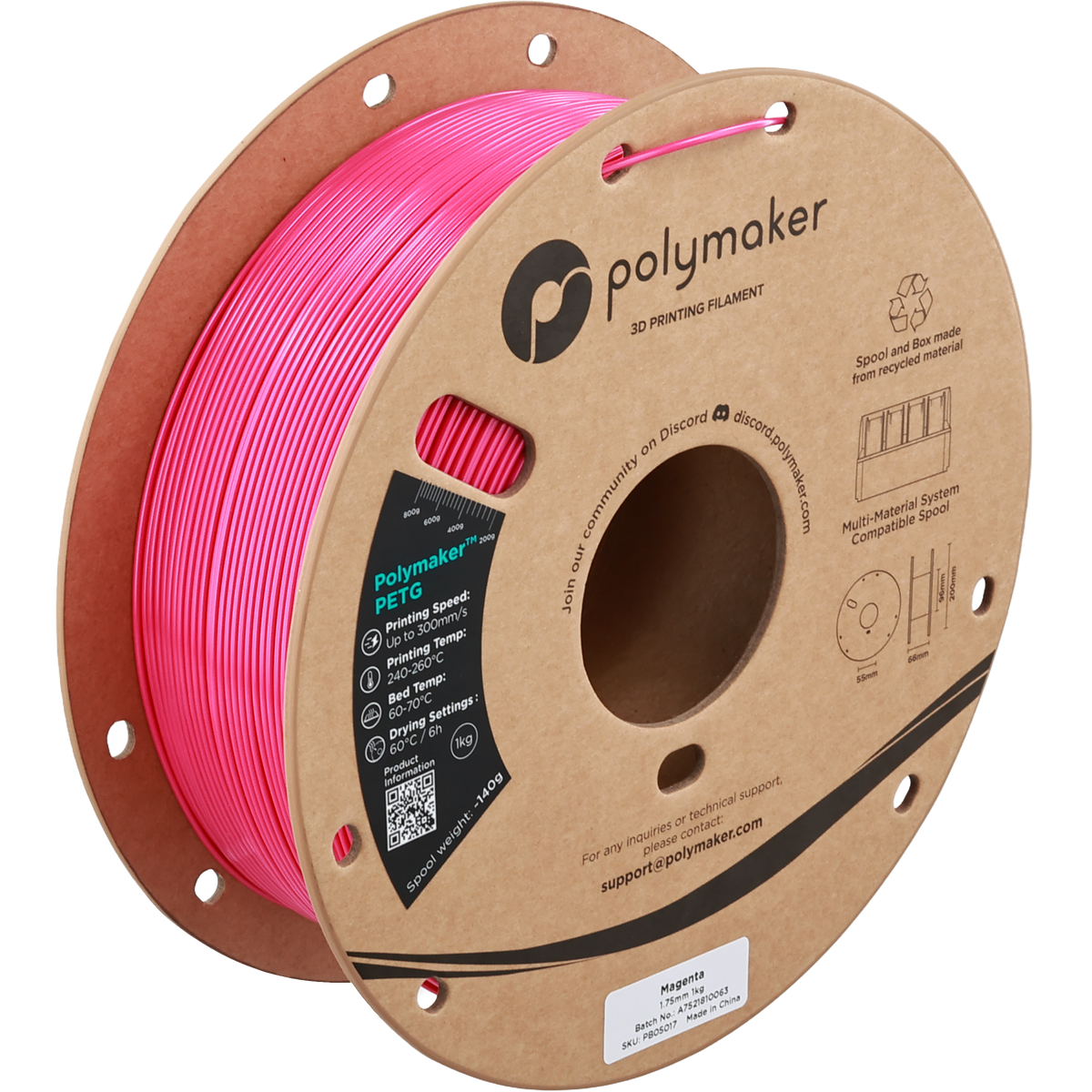 Polymaker PETG new formula 1.75 mm 1 kg – Magenta – PB05017