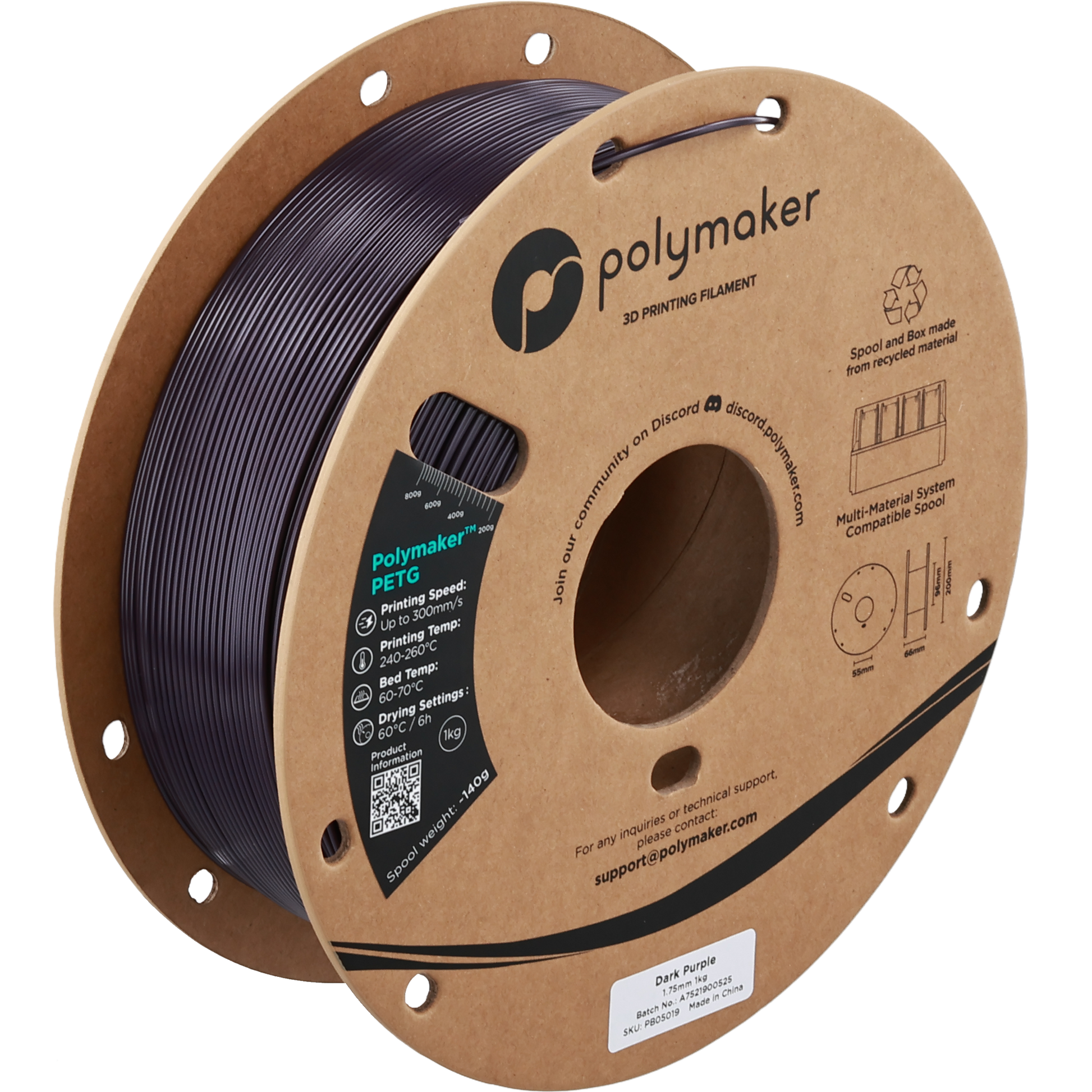 Polymaker PETG new formula 1.75 mm 1 kg – Dark Purple – PB05019