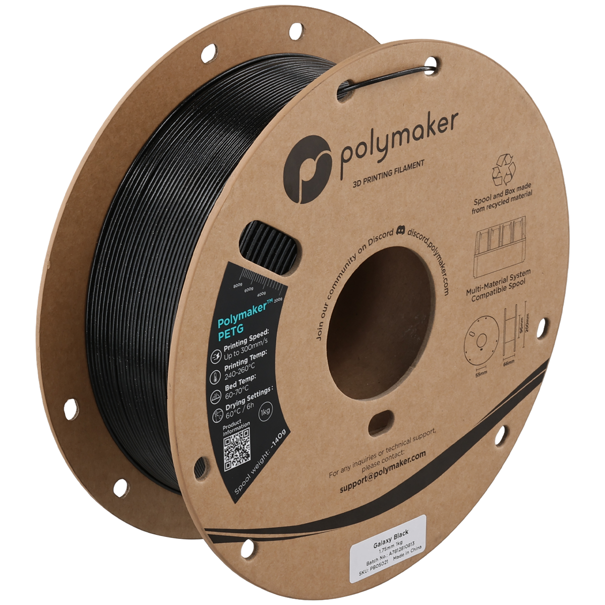 Polymaker PETG new formula 1.75 mm 1 kg – Galaxy Black – PB05021