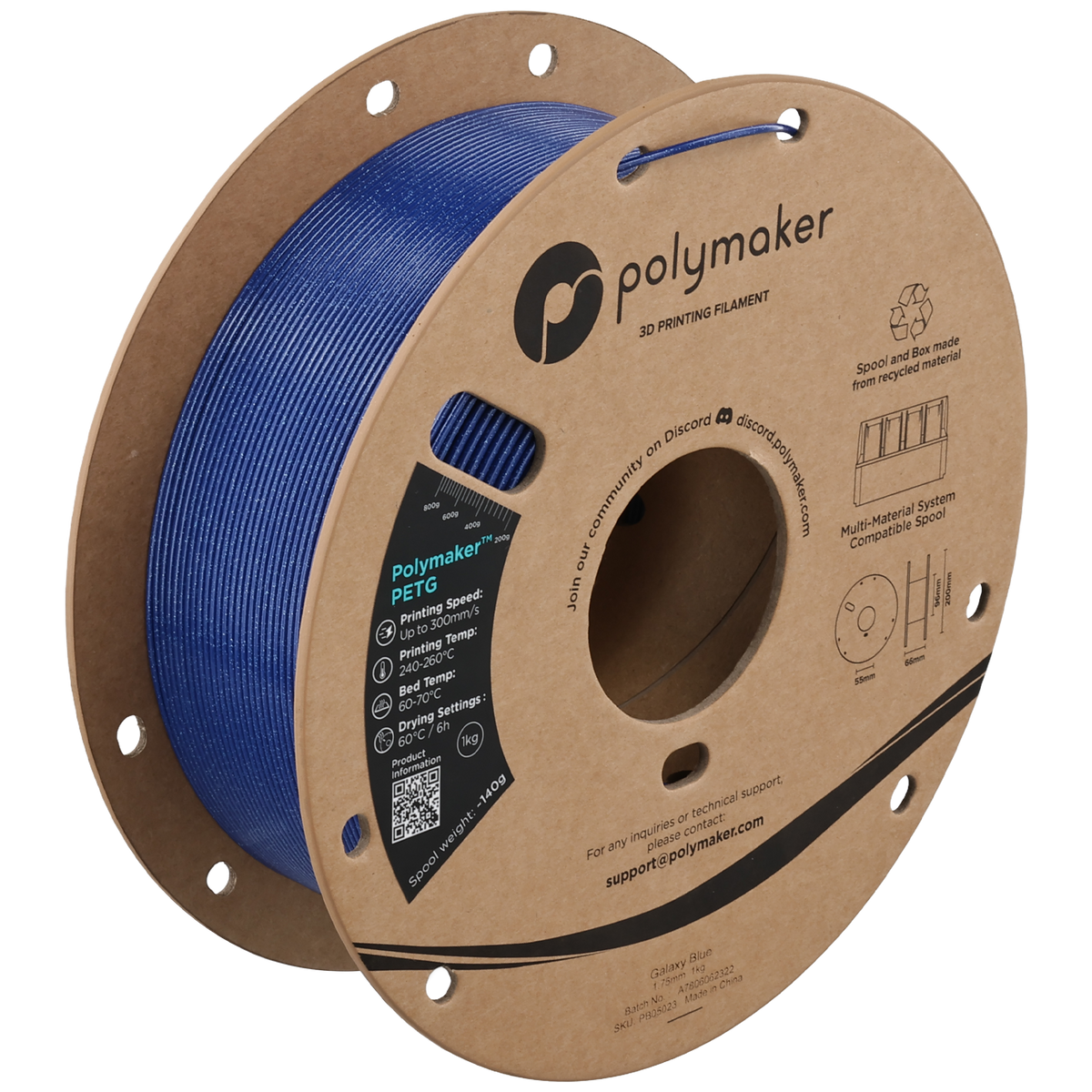 Polymaker PETG new formula 1.75 mm 1 kg – Galaxy Blue – PB05023