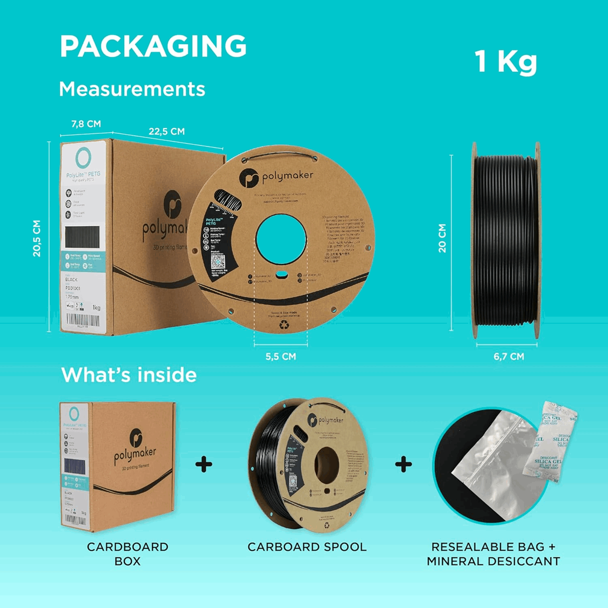 PolyLite PETG 3D Printer Filament – 1KG