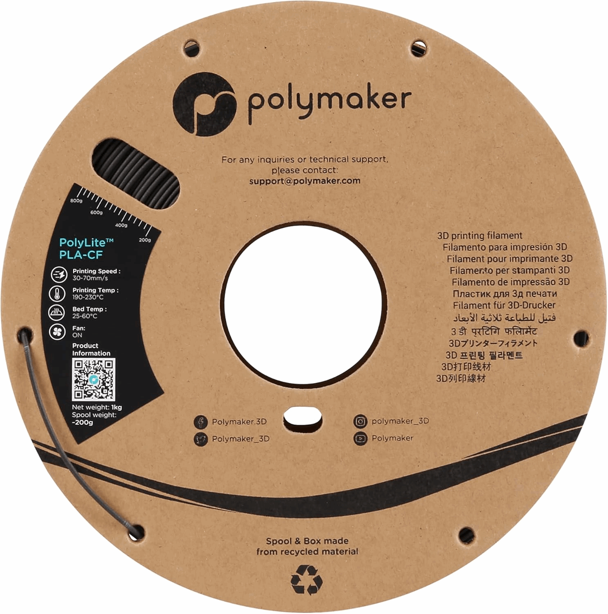 Polymaker PolyLite Carbon Fibre PLA-CF Filament – 1 kg