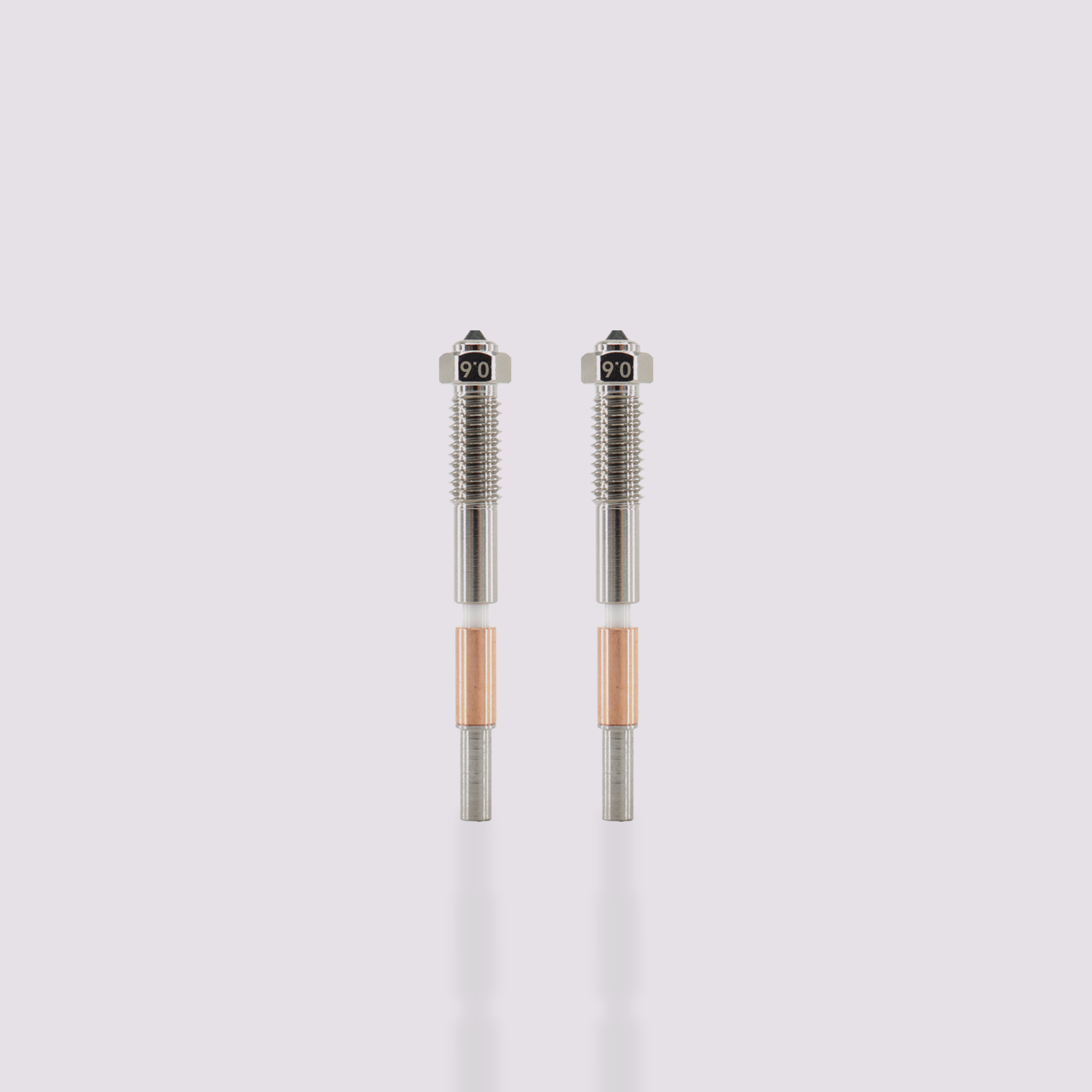 Two Q2 bimetal nozzles with 0.6 mm marking