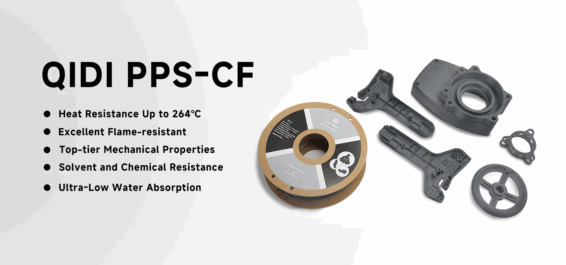 QIDI Tech PPS-CF Filament - High-Performance Carbon Fiber Reinforced Engineering Material