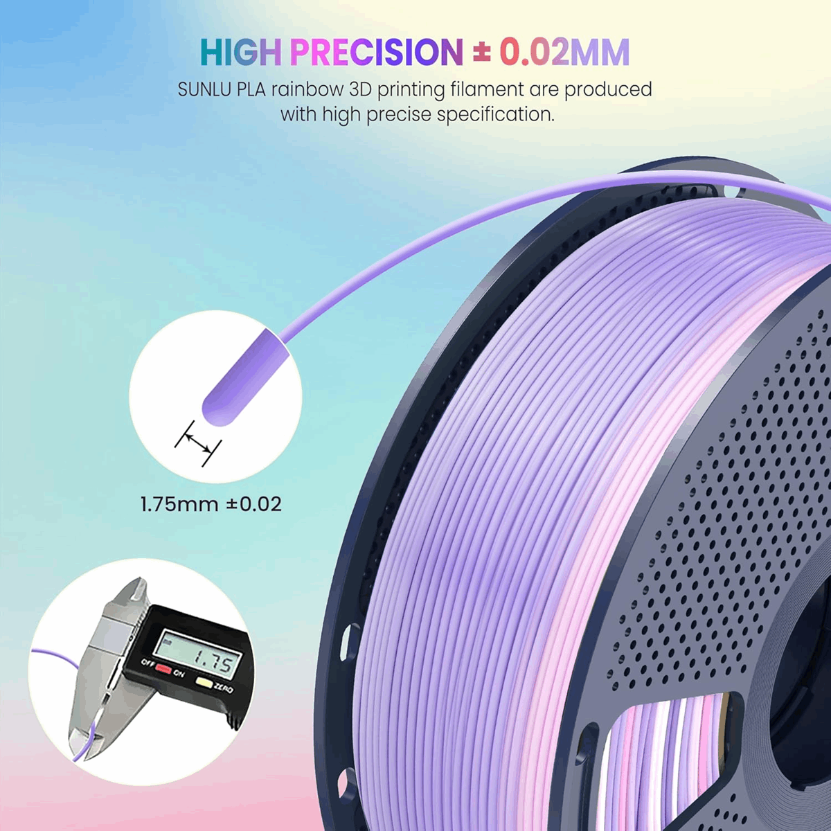 SUNLU PLA Rainbow 3D Printer Filament – 1KG