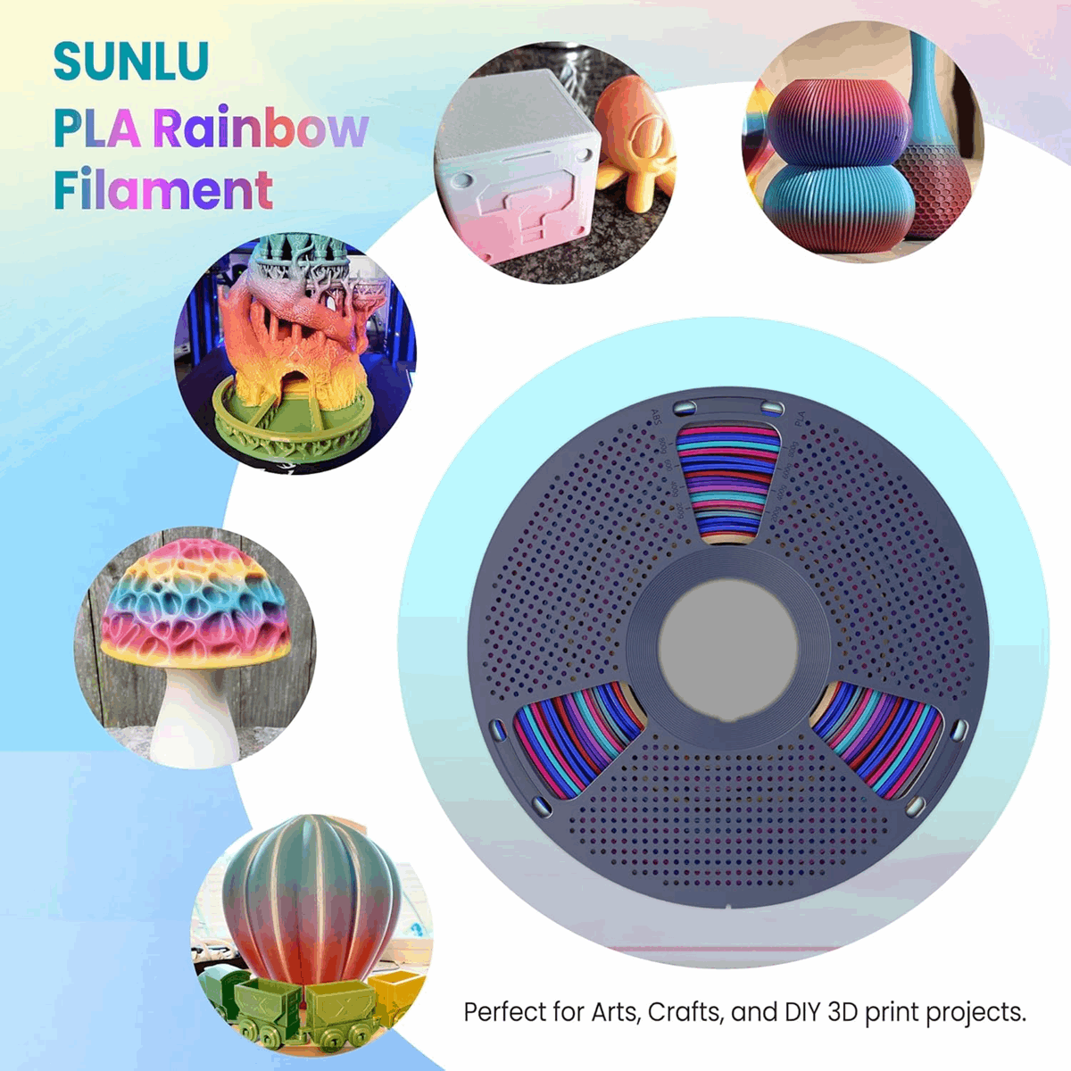 SUNLU PLA Rainbow 3D Printer Filament – 1KG