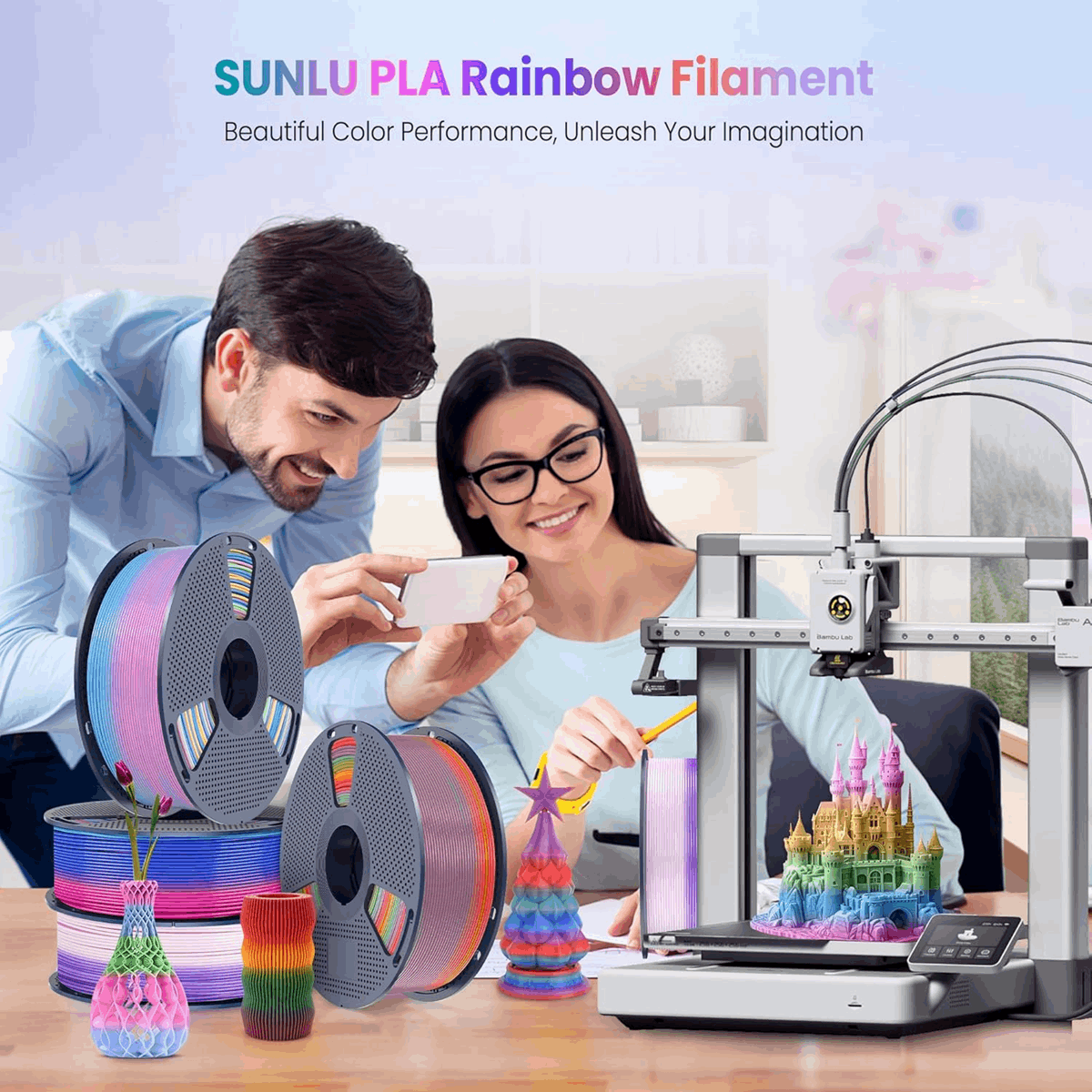 SUNLU PLA Rainbow 3D Printer Filament – 1KG