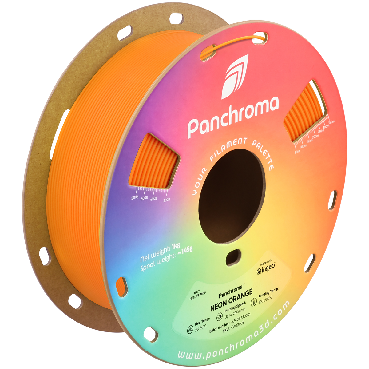 CA02008 — Neon Orange 1.75 mm 1 kg filament spool