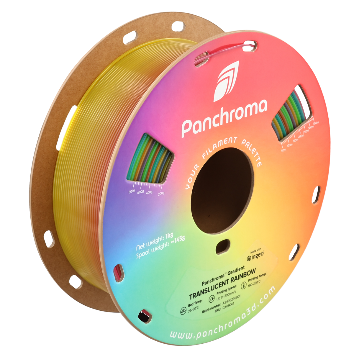 CA09001 — Translucent Rainbow 1.75 mm 1 kg filament spool