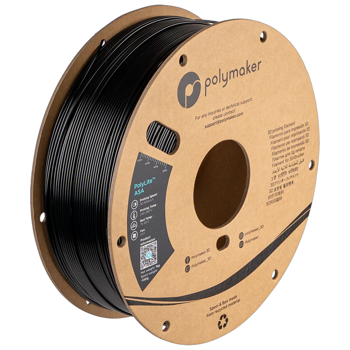 Polymaker ASA – Jet Black – 1.75 mm 1 kg – PF01044