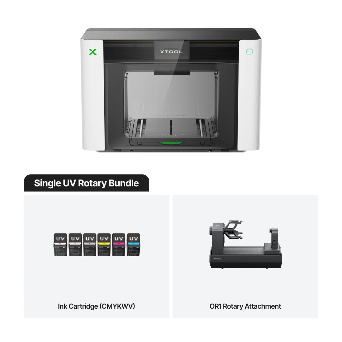 xTool O1 Omni Printer – Single UV Rotary Bundle — manufacturer bundle contents illustration