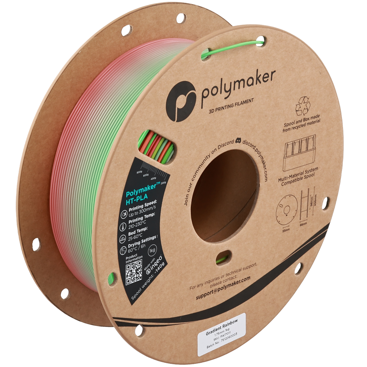 PA17011 — Gradient Rainbow 1.75 mm 1 kg filament spool