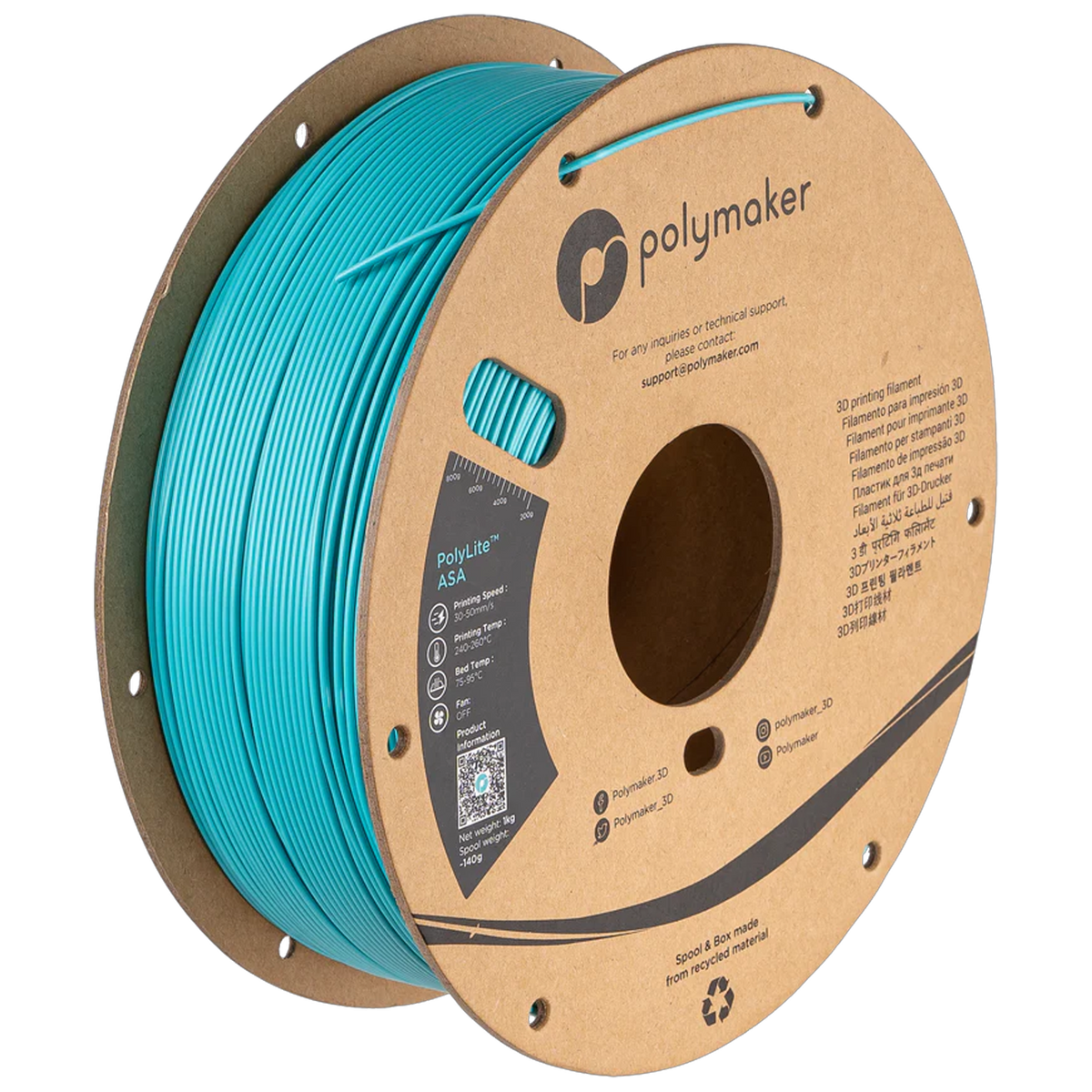 Polymaker ASA – Polymaker Teal – 1.75 mm 1 kg – PF01029