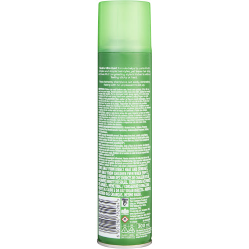 Fiesta Ultra Hold 300 ml aerosol - rear label and safety information