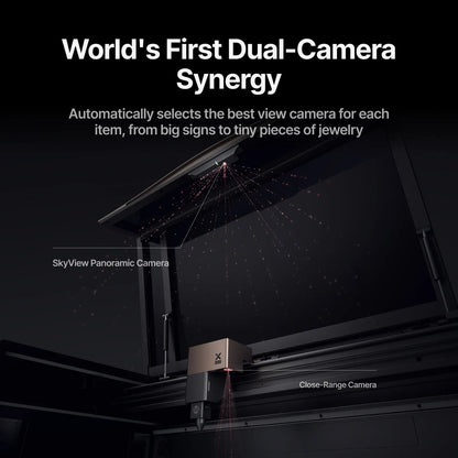 xTool P3 dual-camera positioning system and internal camera views